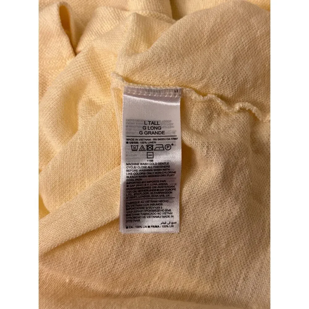 Banana Republic Shirt Large Tall Mens Banana Cream Yellow 100% Linen Knit